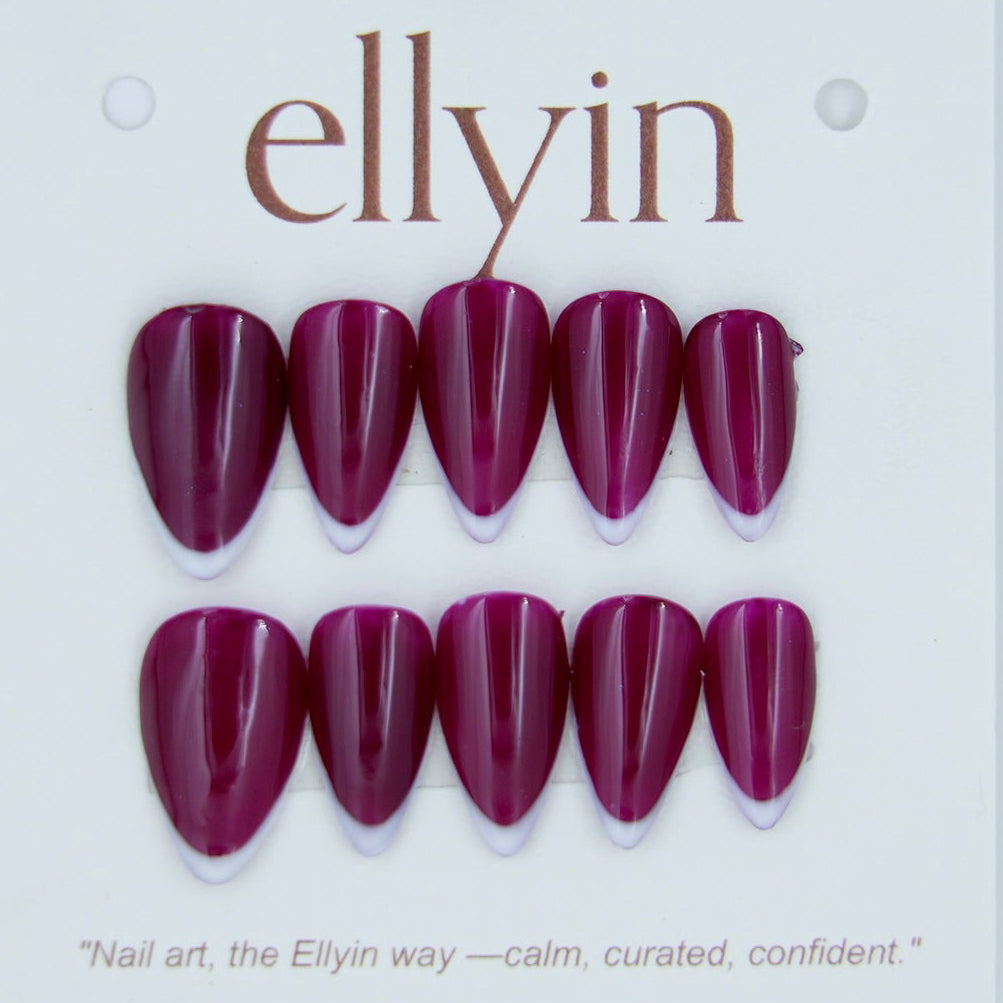 WHITE & MAROON | PLAIN  FRENCH -B8